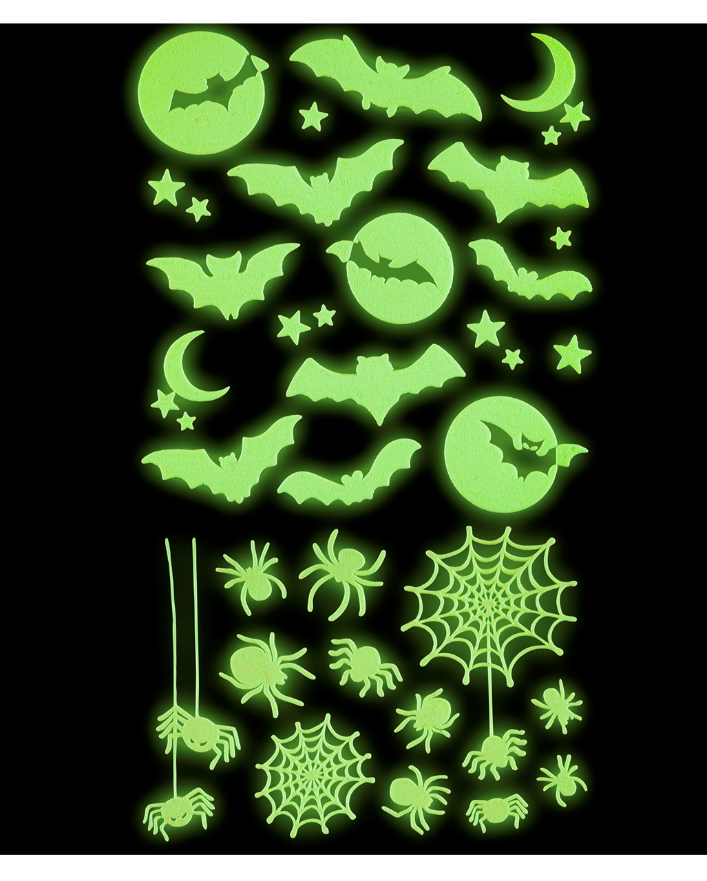 Leuchtende Halloween Sticker Fledermäuse & Spinnen ➤ von Horror-Shop.com