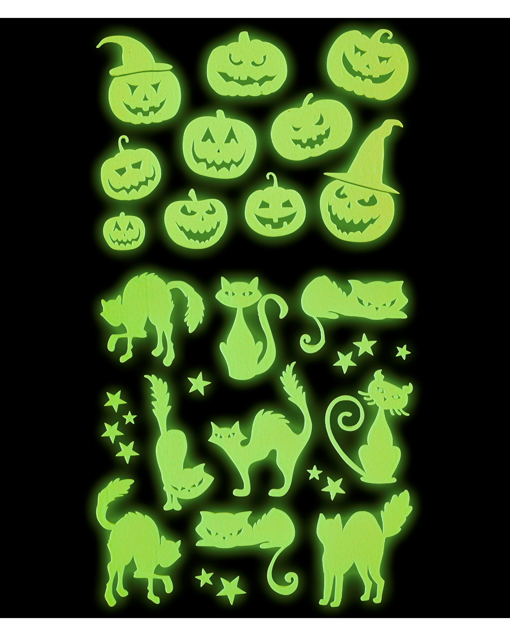 Leuchtende Halloween Sticker Kürbisse & Katzen von Horror-Shop.com