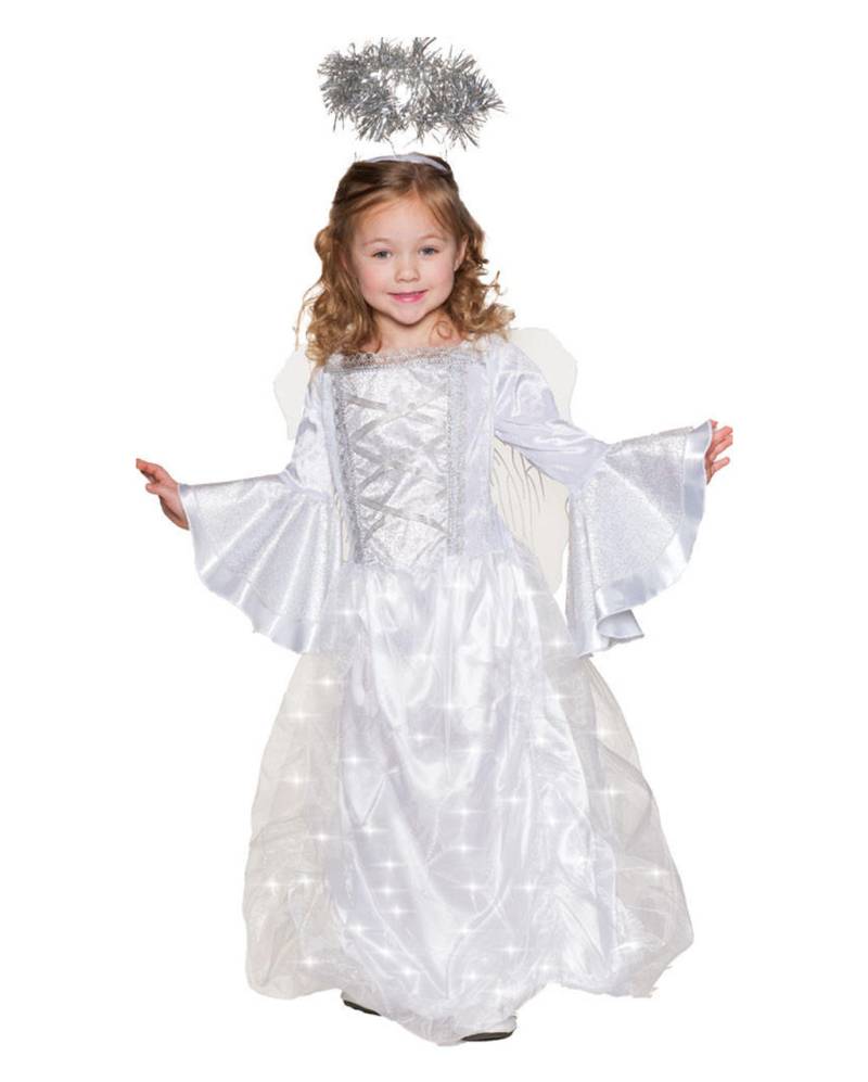 Leuchtendes Engel Kinder Kostüm für Weihnachten S von Horror-Shop.com