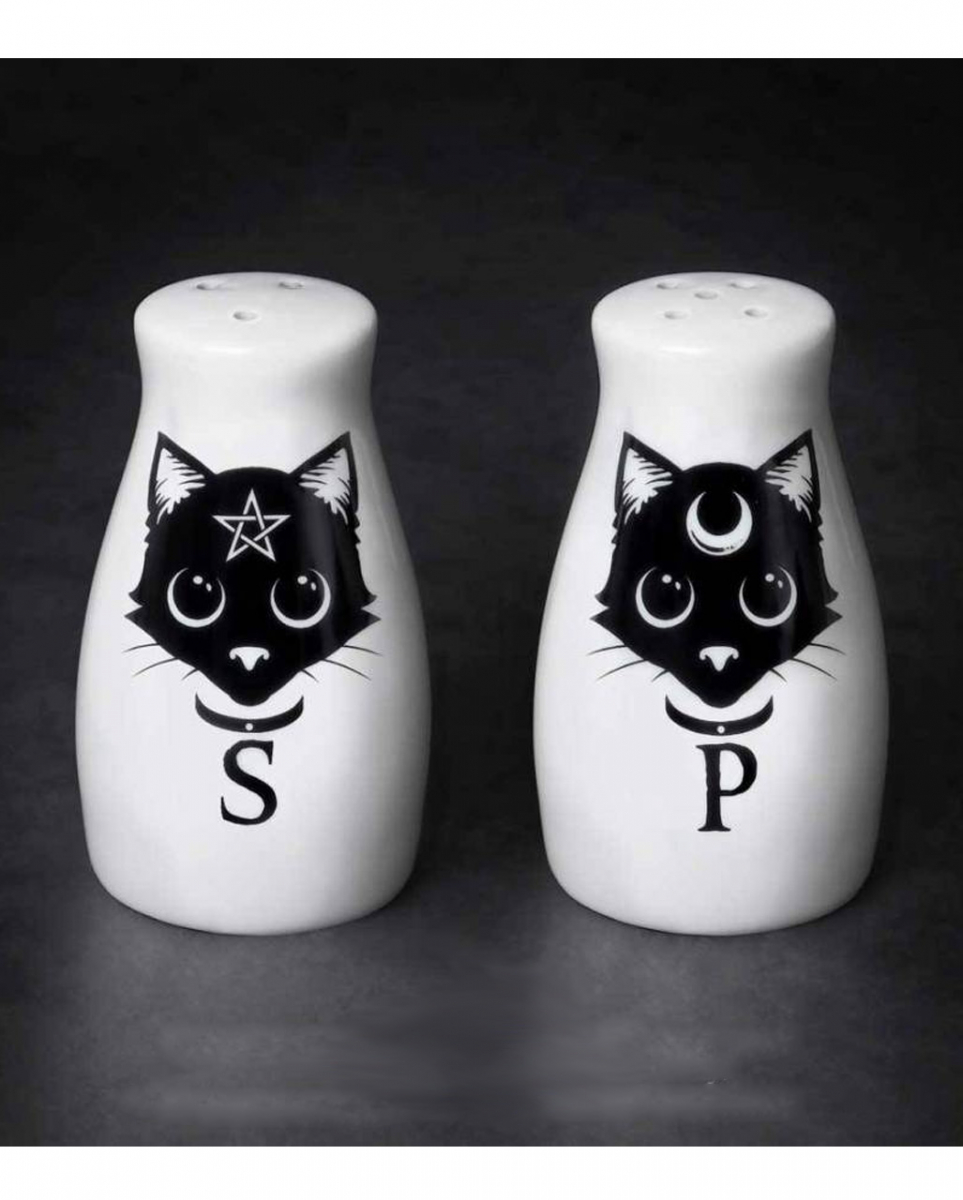 Magische Wicca Katzen Salz & Pfefferstreuer Set ➤ von Horror-Shop.com