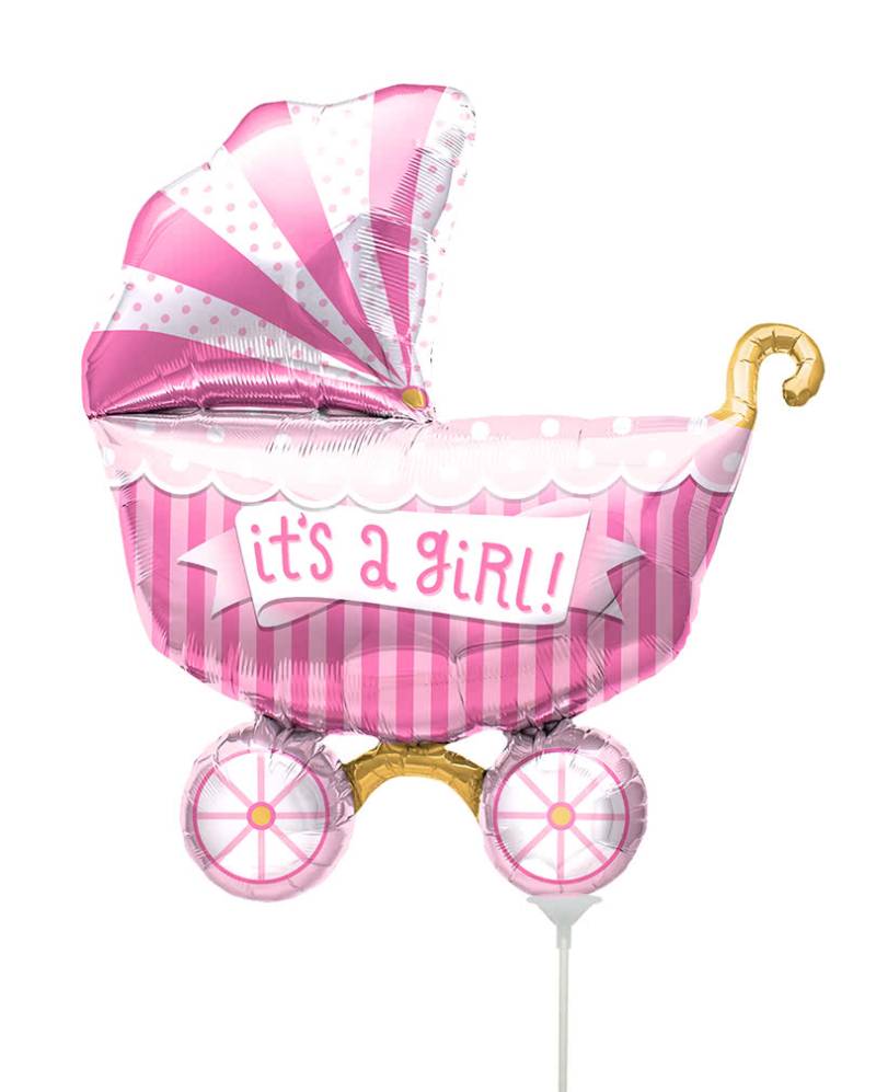 Mini-Folienballon Kinderwagen - It´s A Girl -   Dekoballon als von Horror-Shop.com
