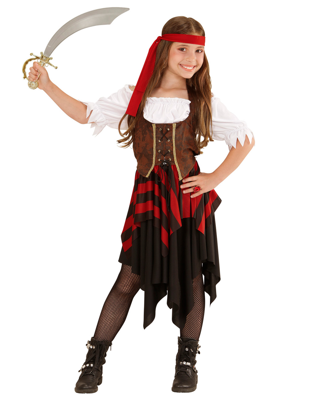 Piratin Kostüm für Mädchen online bestellen ✮ M 128 von Horror-Shop.com
