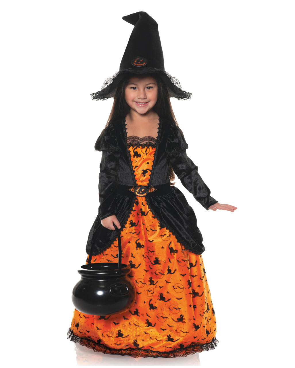 Pumpkin Hexe mit Hut Kinderkostüm für Halloween L von Horror-Shop.com