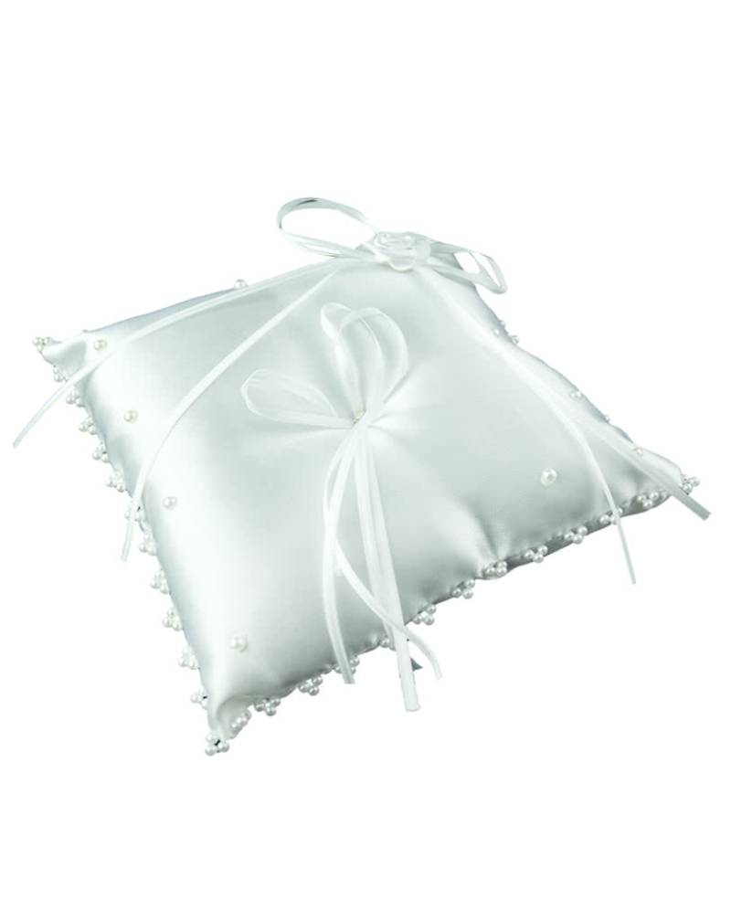 Ring Kissen Weiß mit Perlen für Hochzeiten von Horror-Shop.com