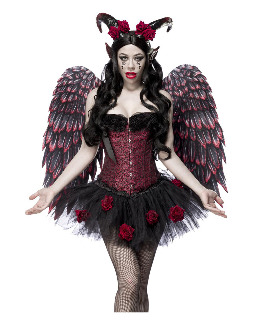 Rose Devil Kostüm mit Flügel für Halloween 2XL-44 von Horror-Shop.com