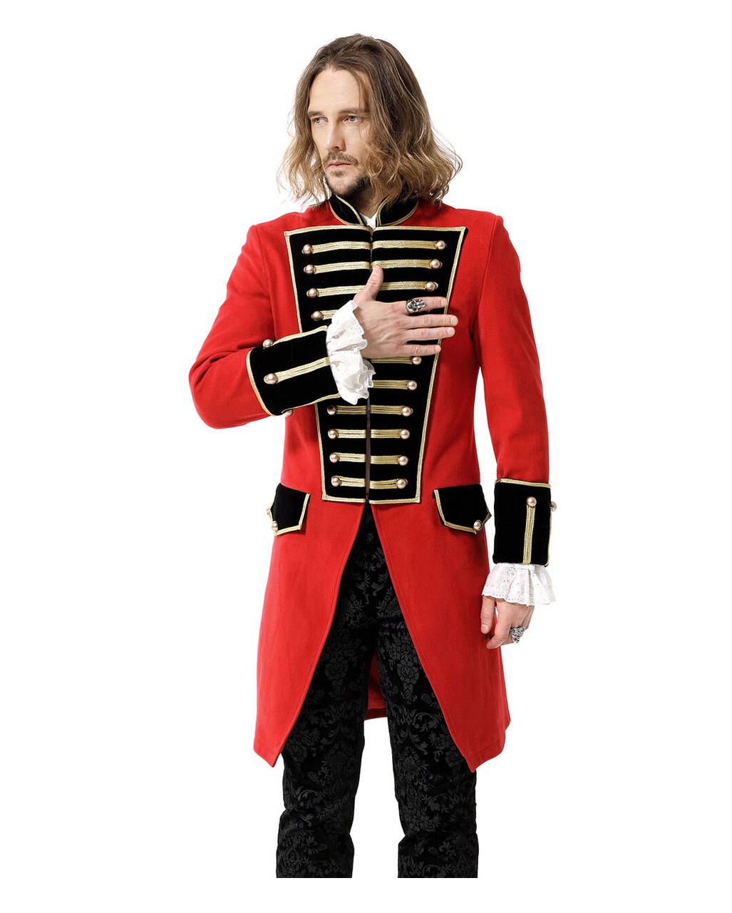 Rote Military Jacke mit Goldborte für Kostüme M 48 von Horror-Shop.com