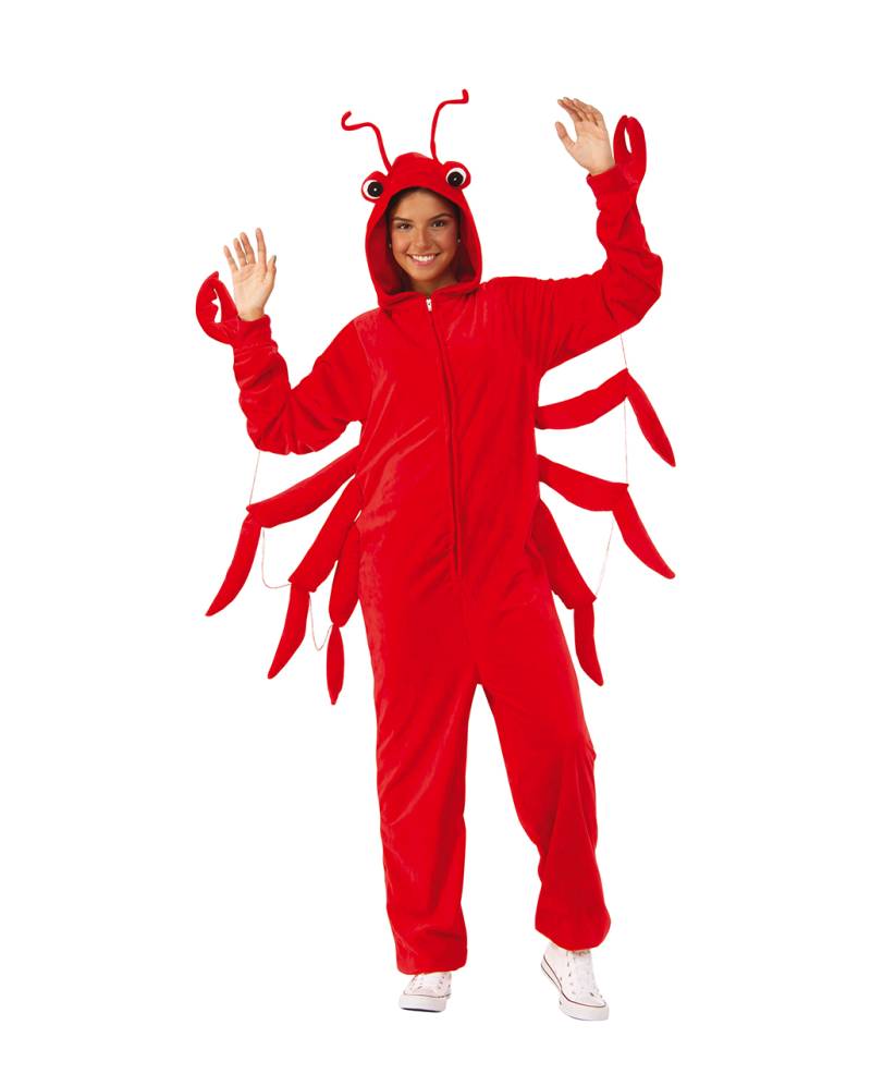 Rotes Lobster Kostüm Onesie für Erwachsene ◆ S/M von Horror-Shop.com