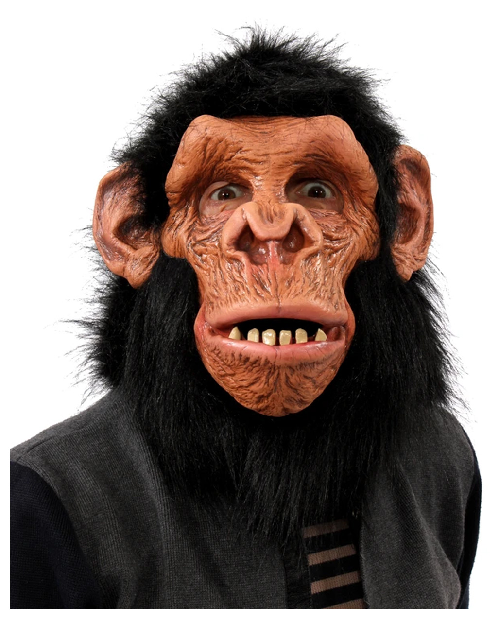 Schimpanse Vollkopfmaske mit Haaren für Halloween von Horror-Shop.com