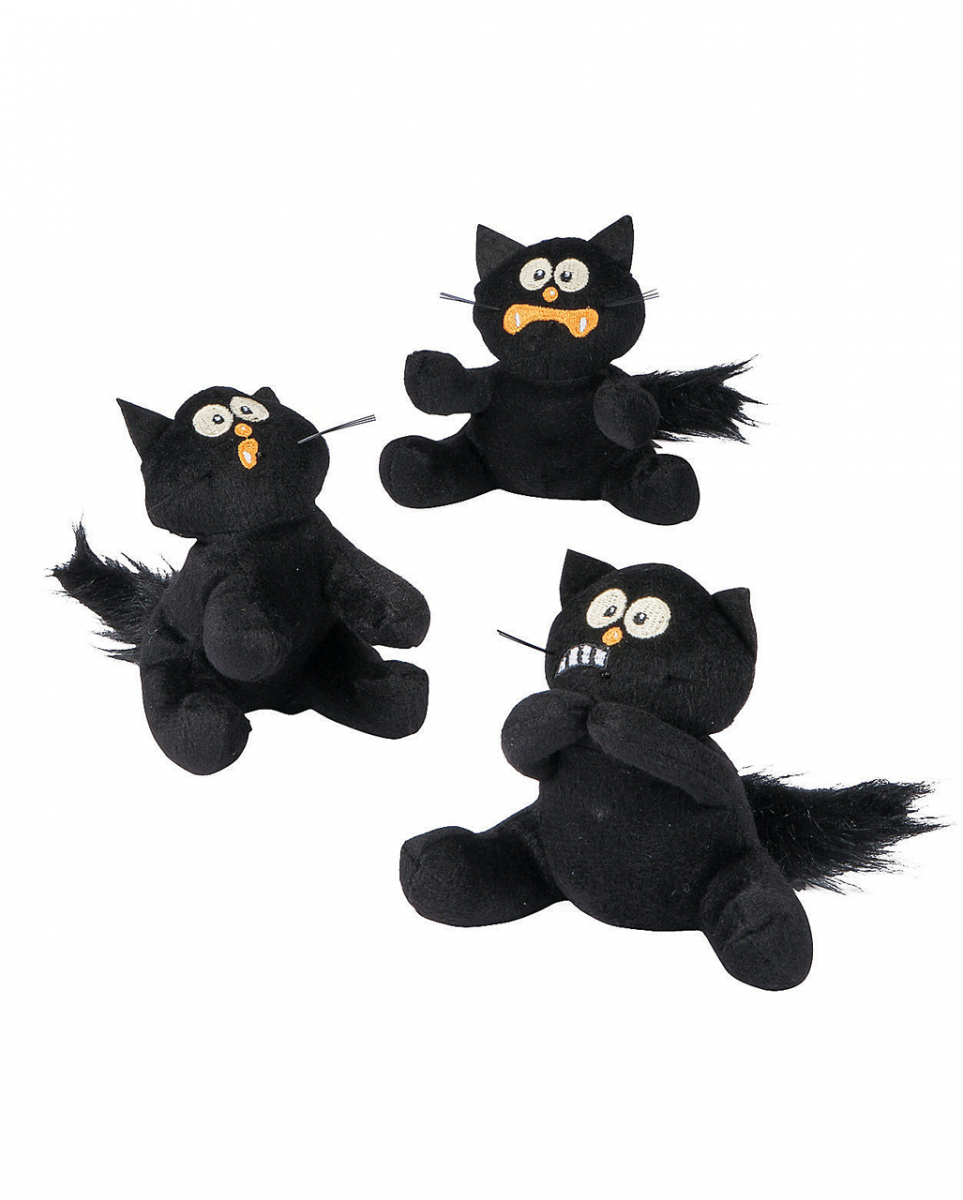 Schwarze Ängstliche Plüschkatze  Halloween Kuscheltier von Horror-Shop.com