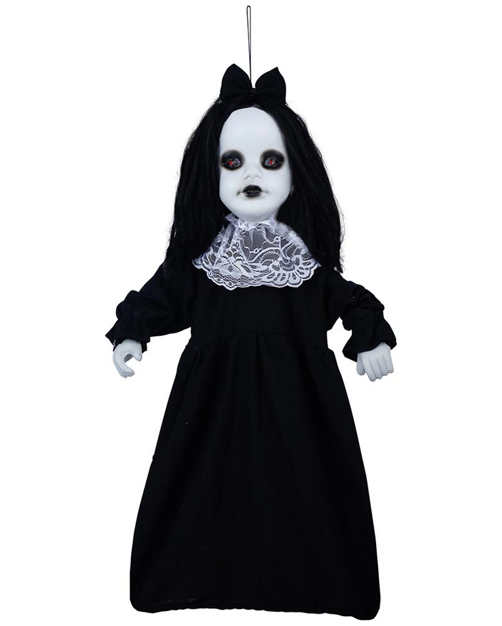 Schwarze Horror Puppe mit Licht 75cm  Halloween Deko von Horror-Shop.com