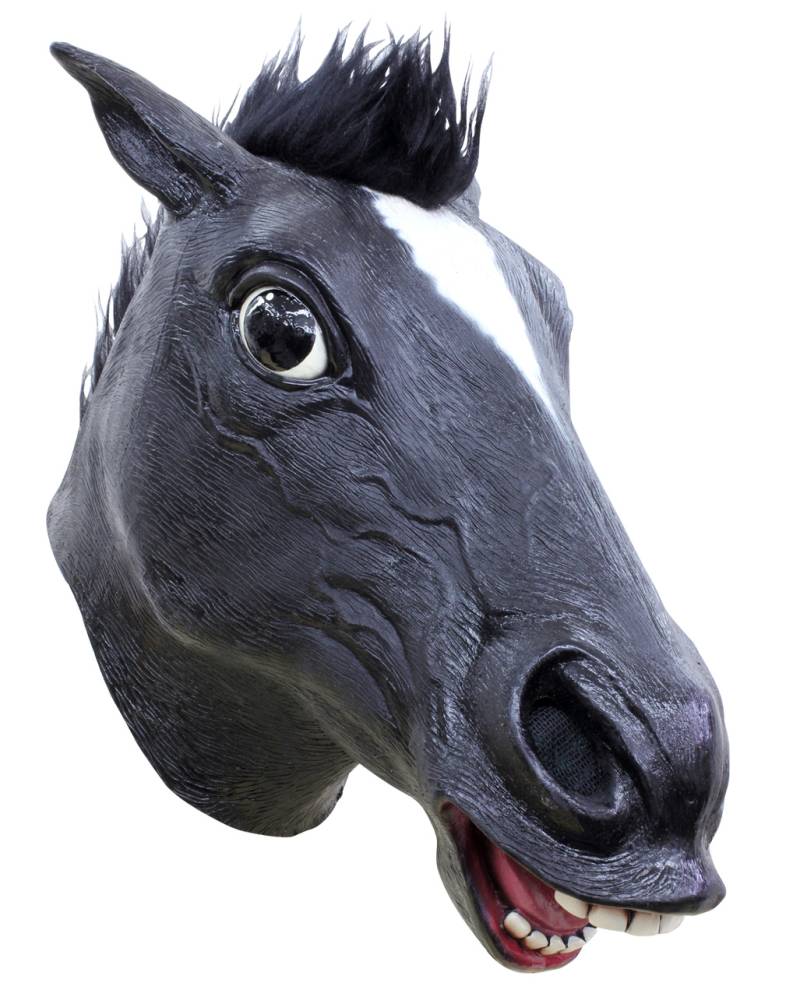 Schwarze Pferdemaske mit Haaren  Tiermasken kaufen von Horror-Shop.com