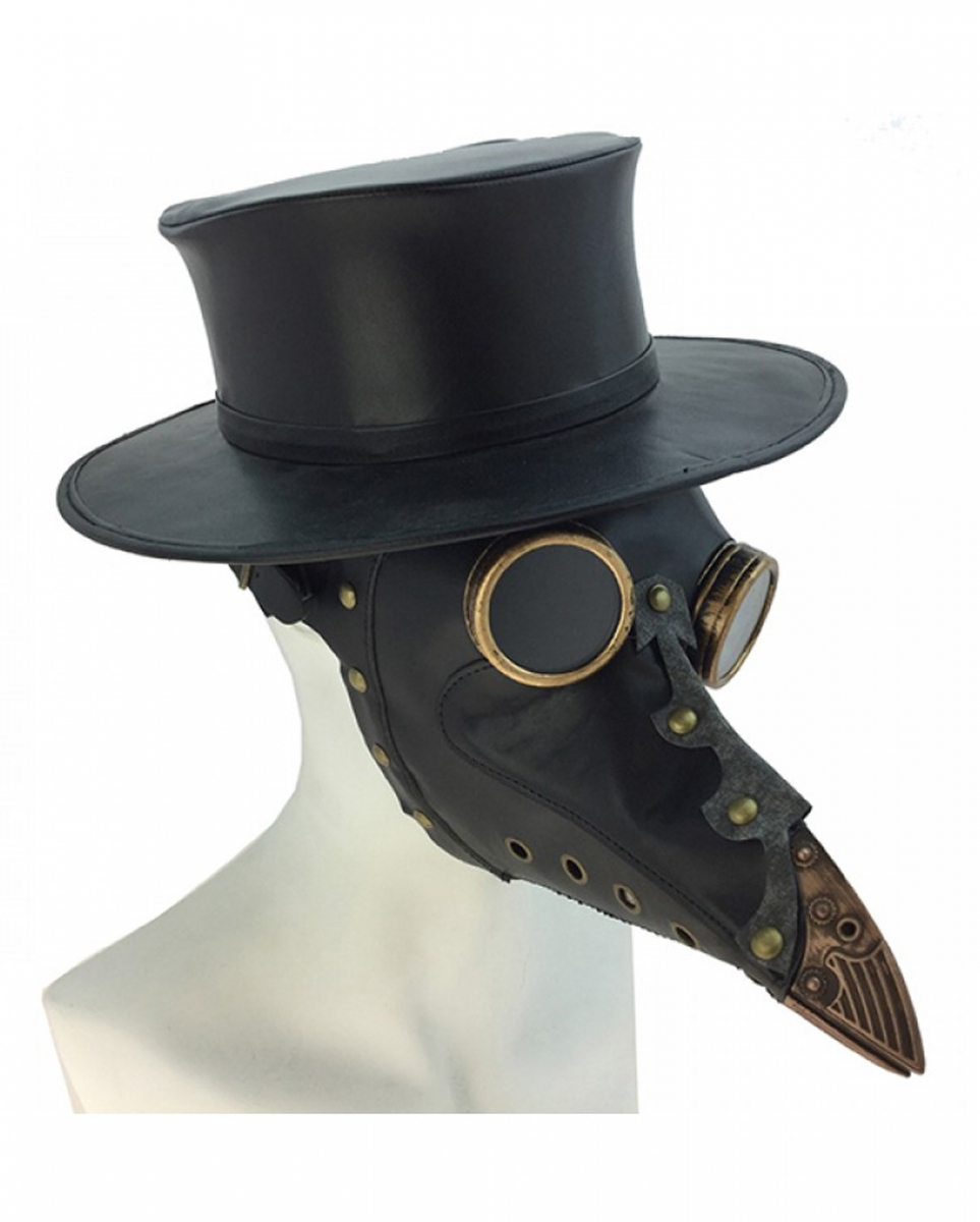 Schwarze Steampunk Pest Doktor Maske ★ von Horror-Shop.com