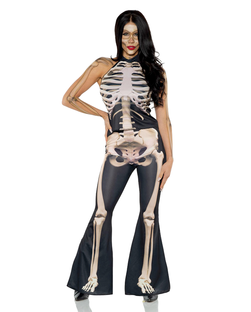 Skelett Damenkostüm 2-teilig  Skelett Verkleidung XS von Horror-Shop.com