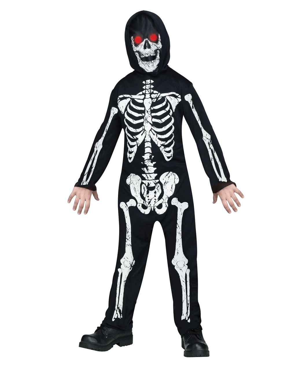 Skelett Kinderkostüm mit leuchtenden Augen  Verkleidung M / 8-10 J von Horror-Shop.com