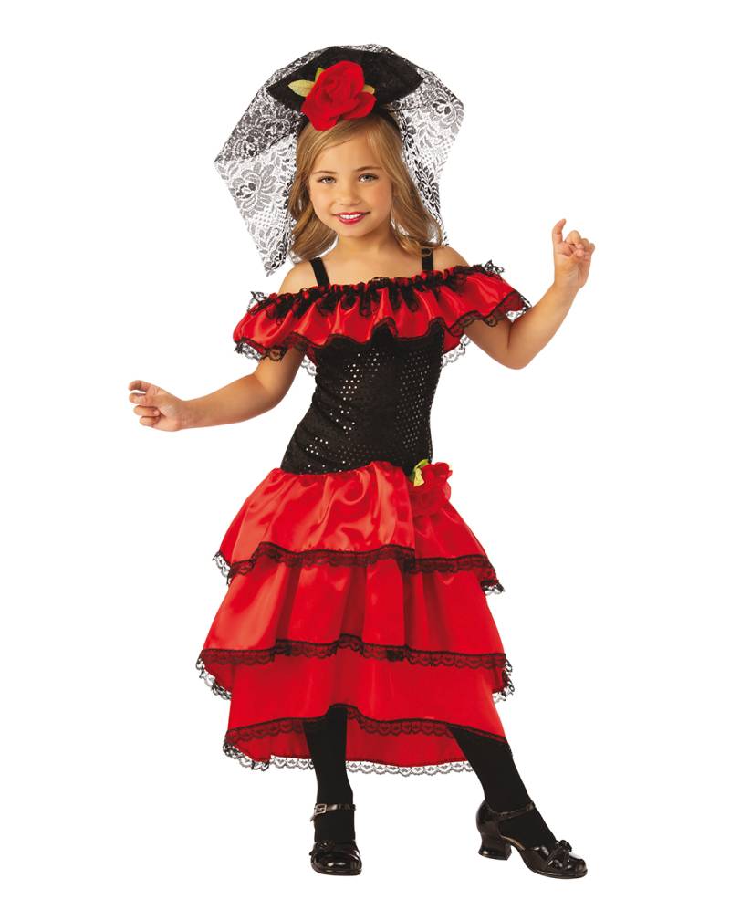 Spanische Flamenco Tänzerin Kostüm für Kinder ✿ L von Horror-Shop.com