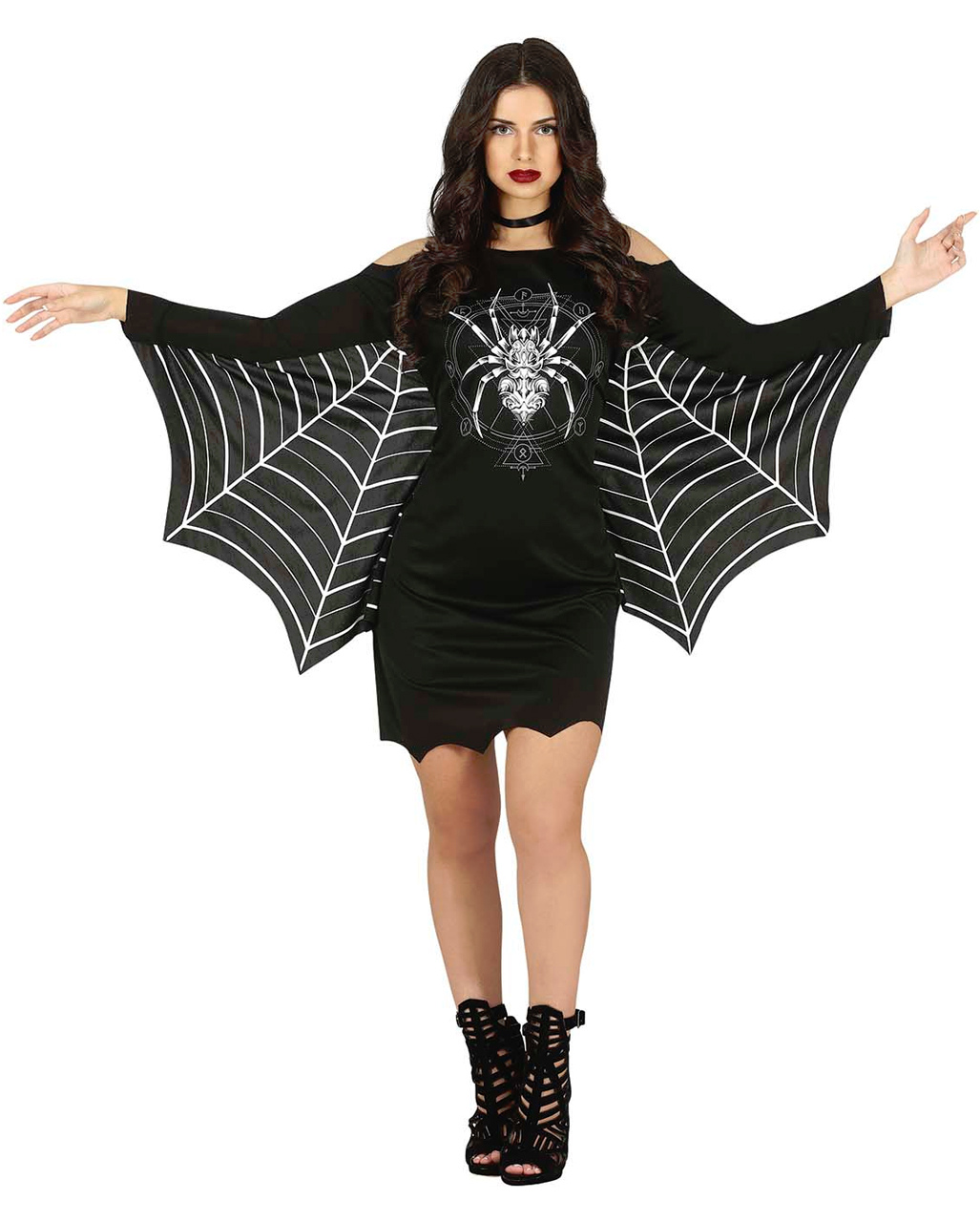 Spinnen Kostüm mit Fledermaus Ärmel für Halloween M von Horror-Shop.com