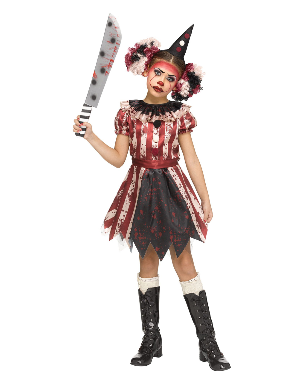 Splatter Harlequin Mädchen Kostüm  Horror-Clown Verkleidung L von Horror-Shop.com