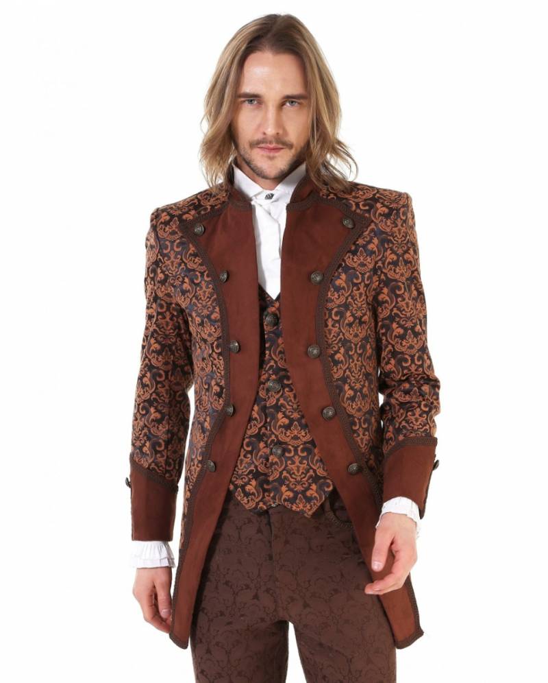 Steampunk Aristokrat Herren Mantel Braun ➤ Steampunk Fashion XXXL von Horror-Shop.com