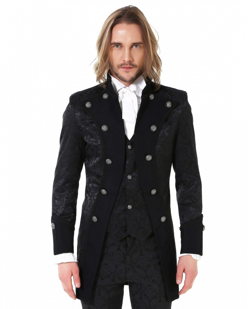 Steampunk Aristokrat Herren Mantel Schwarz ➤ Steampunk Fashion L von Horror-Shop.com