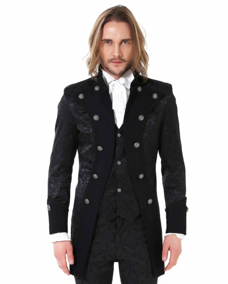 Steampunk Aristokrat Herren Mantel Schwarz ➤ Steampunk Fashion XXL von Horror-Shop.com