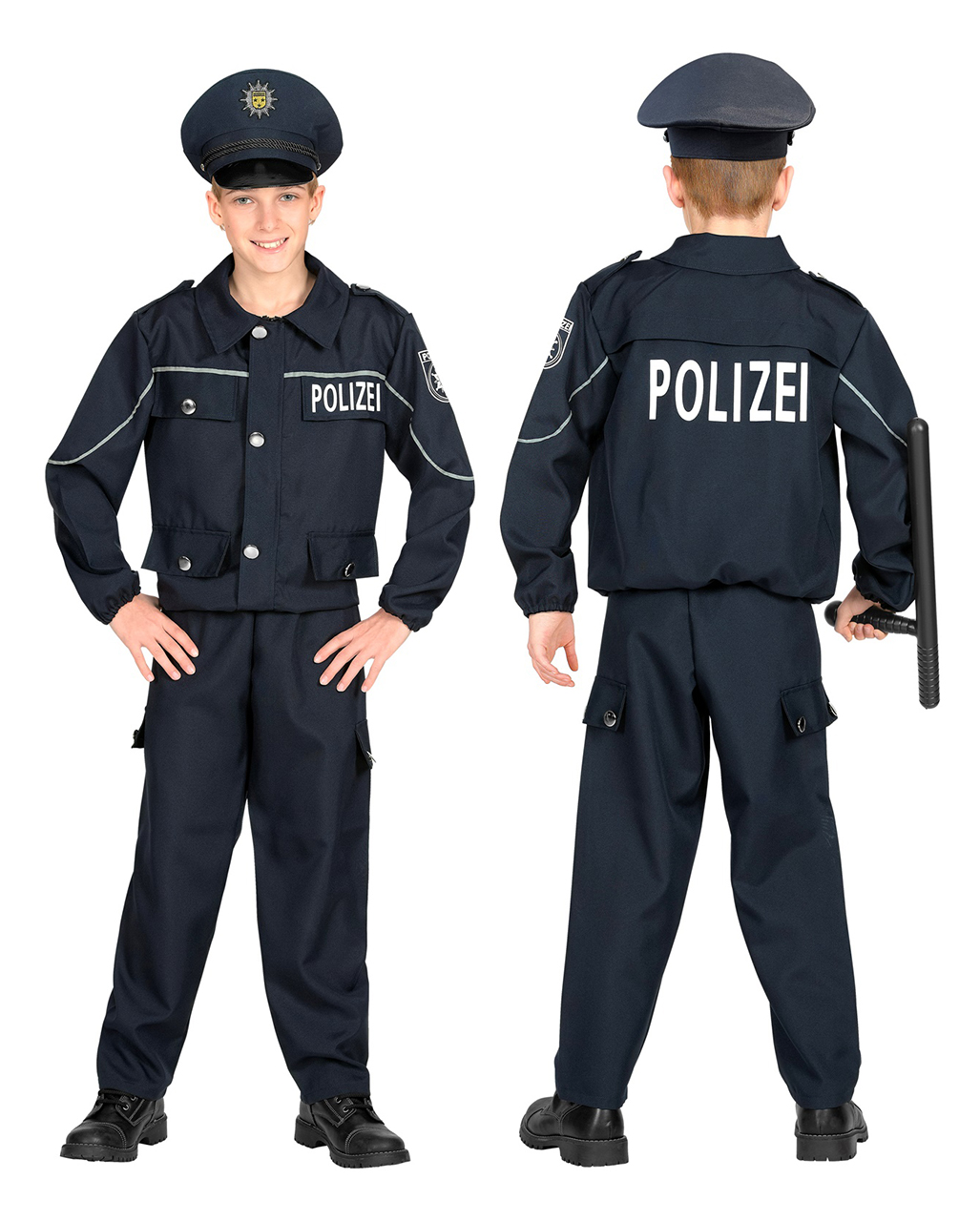 Streifenpolizist Kostüm für Kinder Blau zu Halloween 4-5 Jahre von Horror-Shop.com