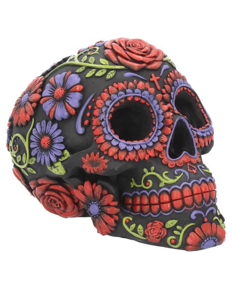 Sugar Skull mit Blüten Ornament kaufen von Horror-Shop.com