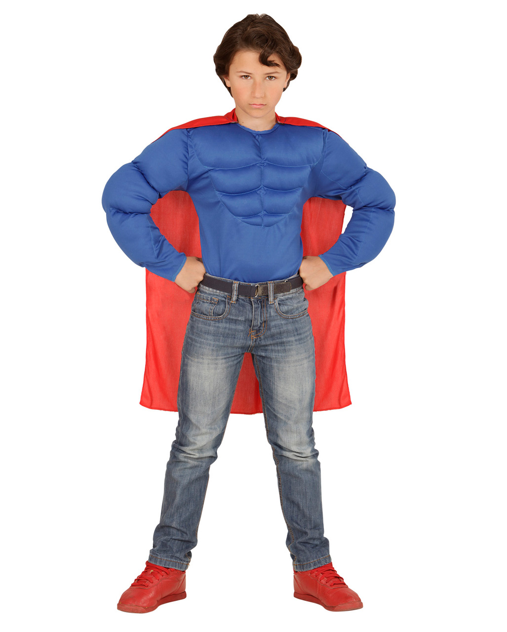 Super Muskel Held Shirt für Kinder als Halloween Kostüm M 140 von Horror-Shop.com