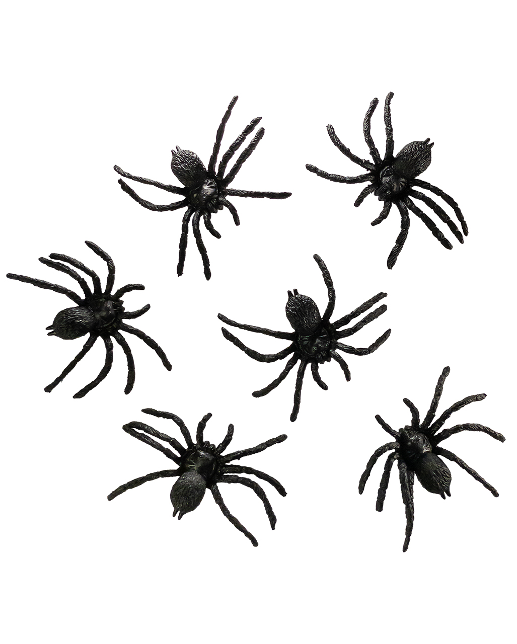 Tiefschwarze Spinnen 8x7cm im 6er Set Halloween Deko von Horror-Shop.com