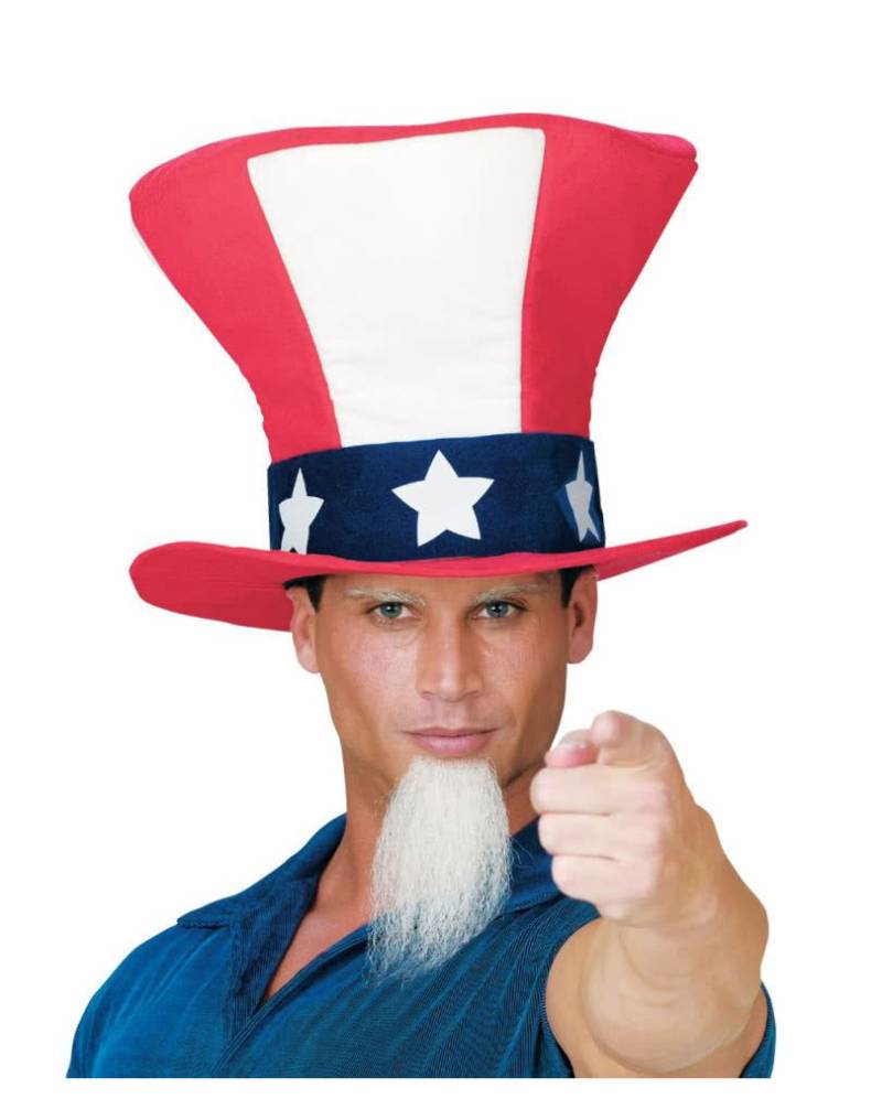 Uncle Sam Zylinderhut mit Bart   USA Zylinder mit Stars & Stripes von Horror-Shop.com
