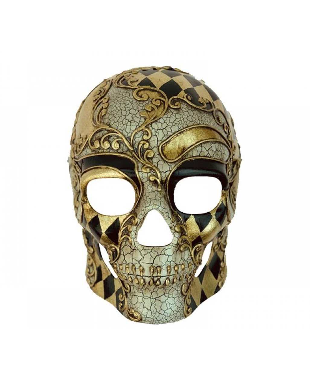 Venezianische Totenkopfmaske Gold-Schwarz bestellen von Horror-Shop.com