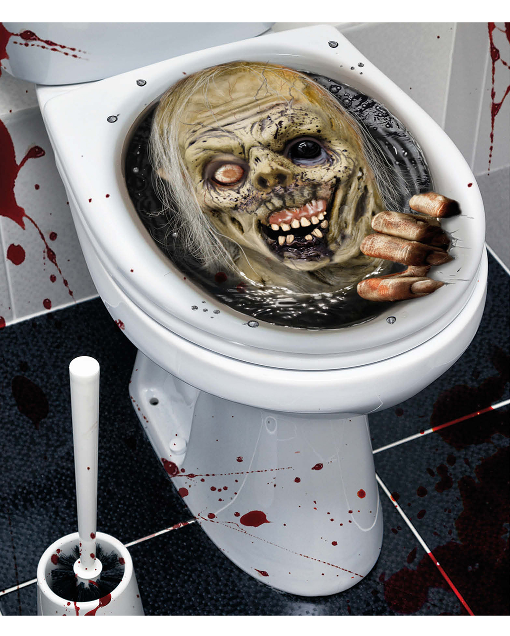 Verrotteter Zombie Klodeckel Sticker  Halloween Deko Bad von Horror-Shop.com
