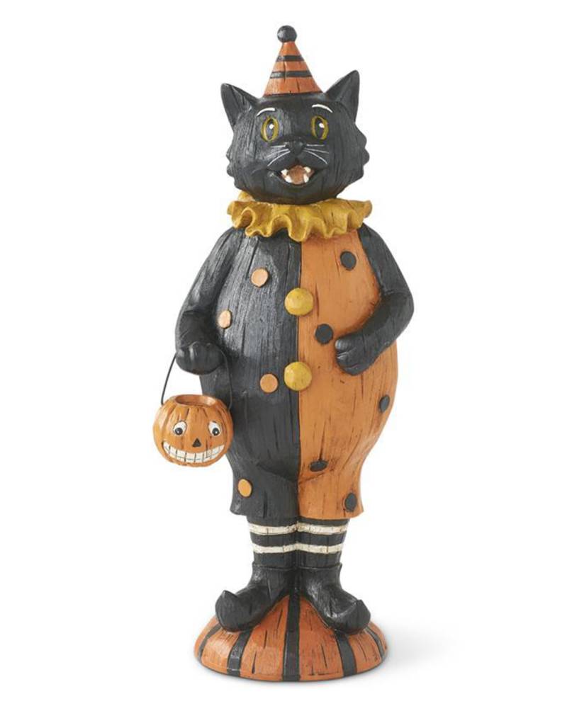 Vintage Katze mit Kürbis Eimerchen Dekofigur 31cm ★ von Horror-Shop.com