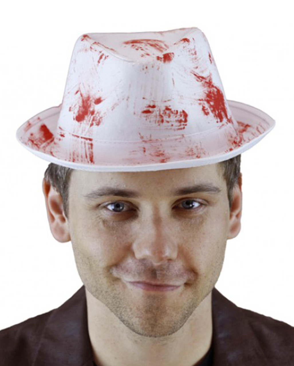 Weißer Hut mit Blutflecken als Kostümaccessoire ✔ von Horror-Shop.com