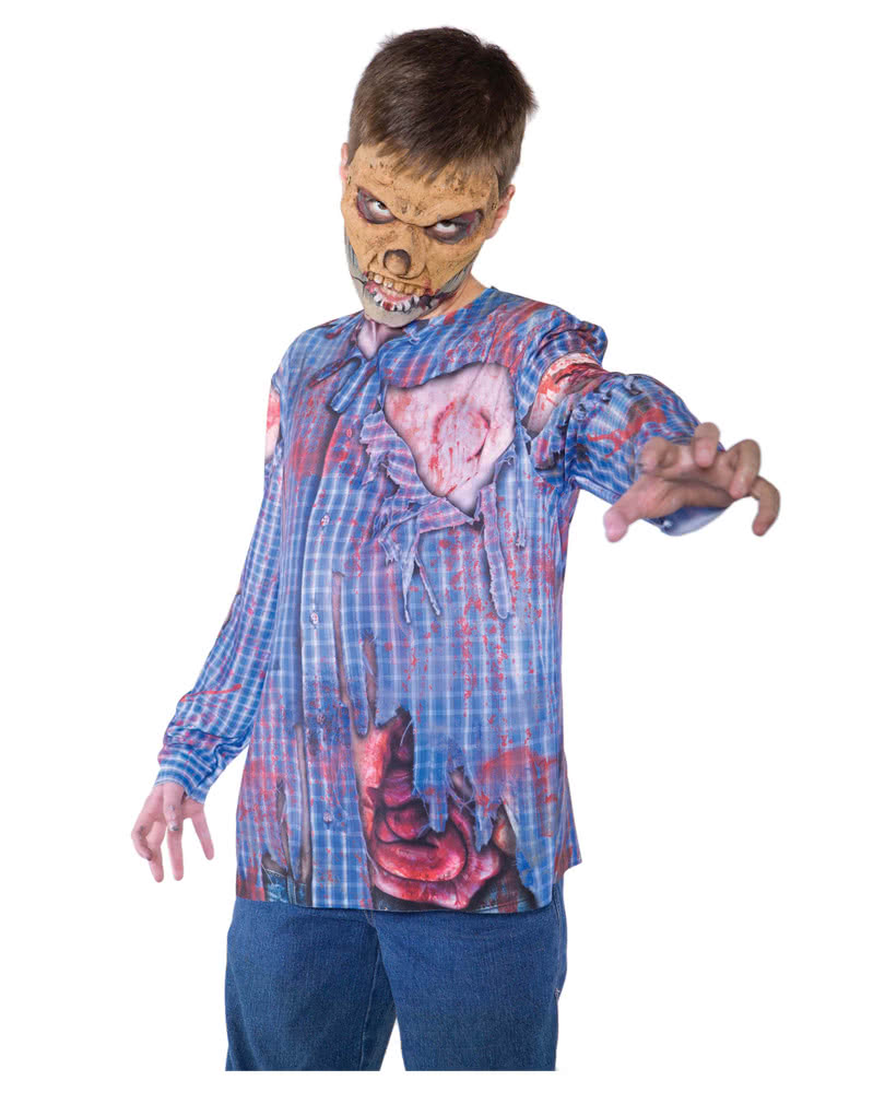 Zombie Shirt mit Realistic Print  Halloween Kostüm L von Horror-Shop.com
