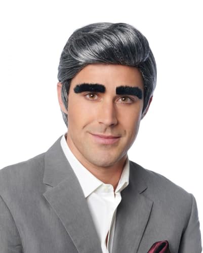 Graue Herrenperücke Johnny mit Augenbrauen Graue Herrenperücke Johnny mit Augenbrauen von Horror-Shop