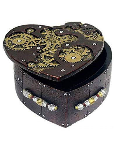 Herzförmige Steampunk Box mit Zahnrädern von Horror-Shop