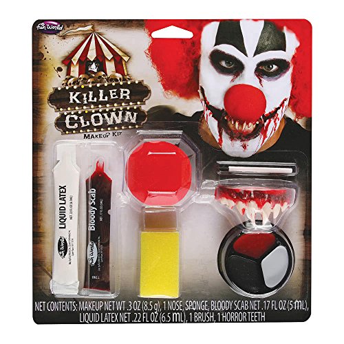 Horror Clown Make-up Kit 9-TLG. mit Schminke, Gebiss und Nase von Horror-Shop