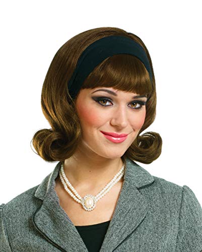 Horror-Shop 50s Perücke Braun mit Haarband als Kostümaccessoire für Retro Mottoparties und Karneval von Horror-Shop