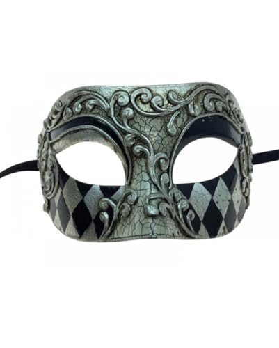Horror-Shop Barocke Augenmaske im Venezianischen Stil Silber-Schwarz von Horror-Shop