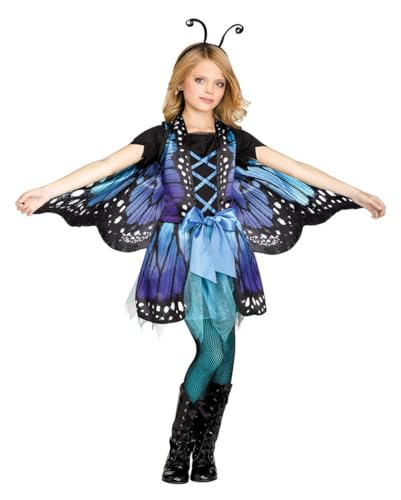 Horror-Shop Blauer Schmetterling Kinderkostüm mit Flügeln & Fühlern L von Horror-Shop