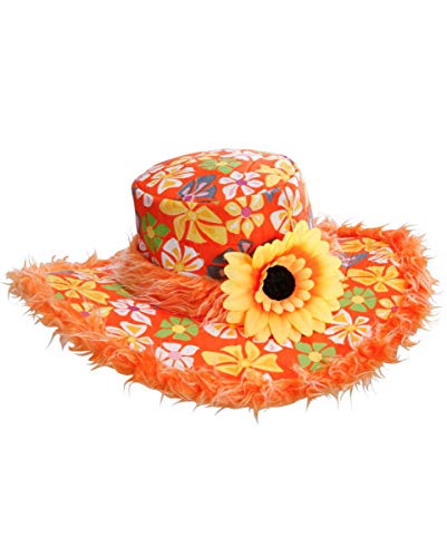 Horror-Shop Bunter Hippie Hut mit Sonnenblume für Karneval, Motto Party oder Schlagermove von Horror-Shop