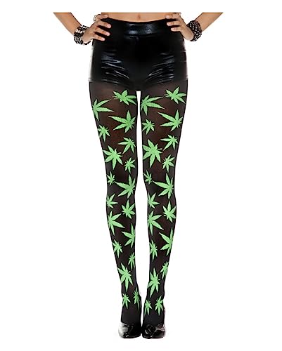 Horror-Shop Cannabisblatt Marihuana Strumpfhose für Kostüme von Horror-Shop