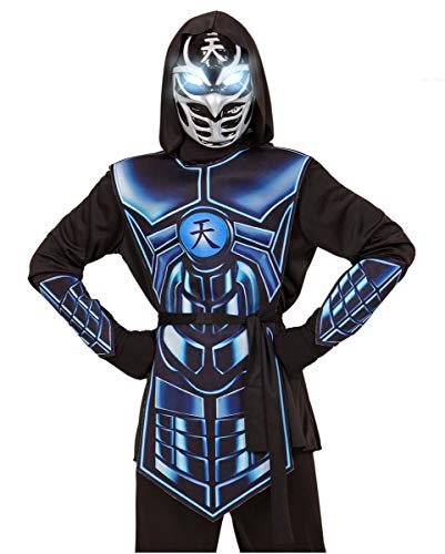 Horror-Shop Cyber Ninja Kostüm mit leuchtender Augen Maske S / 5-7 Jahre von Horror-Shop