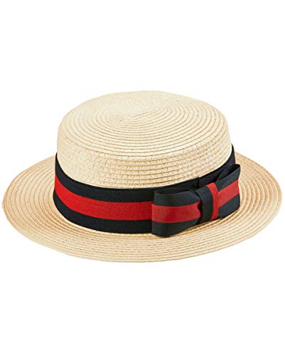 Horror-Shop Dandy Strohhut mit Hutband von Horror-Shop