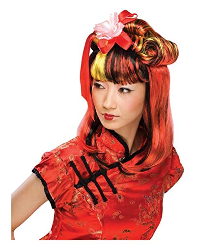 Horror-Shop Dragon Lady Perücke schwarz-rot von Horror-Shop