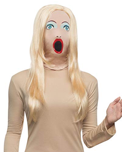Horror-Shop Erotic Puppen Maske mit Langhaarperücke als Scherzartikel für Fasching & Karneval von Horror-Shop