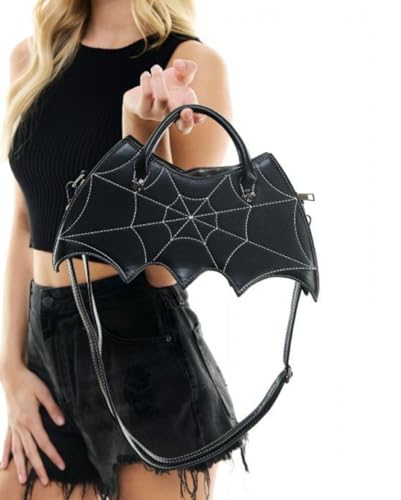 Horror-Shop Fledermaus Handtasche mit Spinnweben Applikation von Horror-Shop