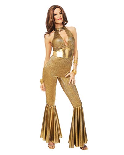Horror-Shop Goldenes 70er Jahre Disco Diva Kostüm für Fasching & Mottoparty M von Horror-Shop