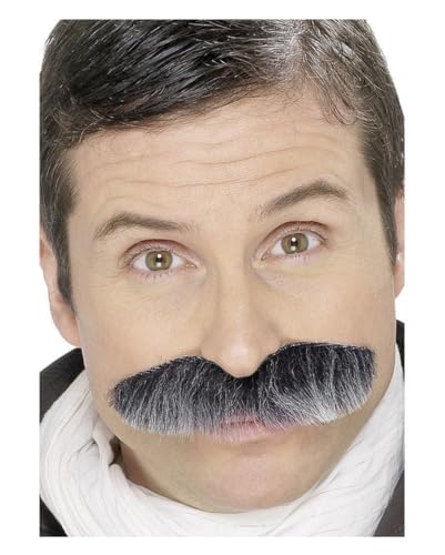 Horror-Shop Grau Melierter Schnauzbart für Fasching & Theater von Horror-Shop
