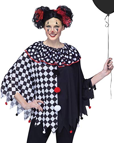 Horror-Shop Harlekin Clowns Poncho One Size schwarz-weiß für Halloween Horror-Shop Harlekin Clowns Poncho One Size schwarz-weiß für Halloween von Horror-Shop